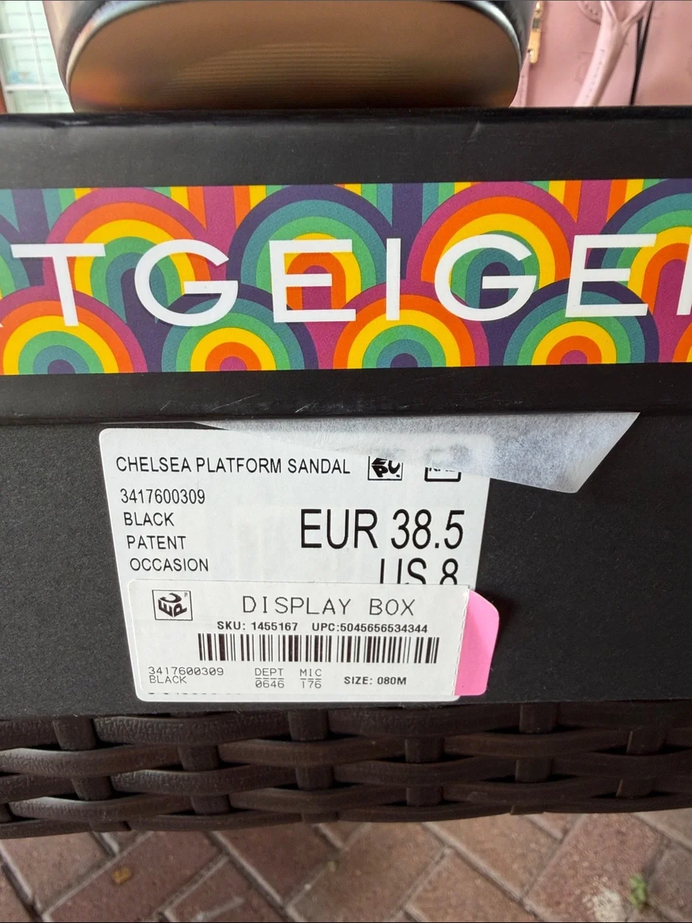 Kurt Geiger Black Patent Platform Peep-Toe Heel with Crystal Buckle